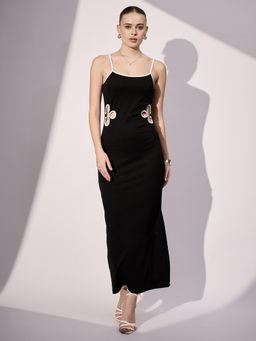 Uptownie - Women Black Cotton Printed Dress