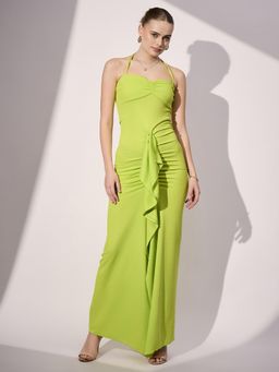 Uptownie - Women Green Cotton Solid Dress