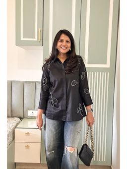 Pink Tree - Black Rhinestone Shirt