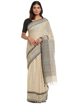 Fabindia - Cotton Silk Hand Block Printed Sari without Blouse