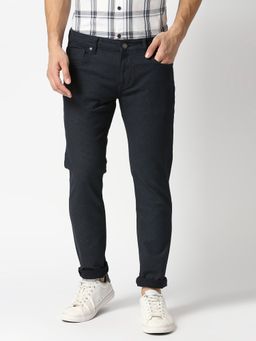 Dragon Hill - Navy Blue Slim Tapered Cotton Stretch Jeans