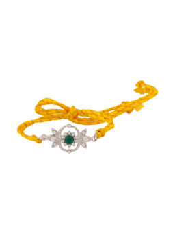 Estele - Rhodium Plated Artistically Created Rakhi with Austrian Crystals & Silk Thread