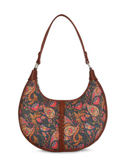 Zouk - Womens Floral Printed Handicraft Material and Vegan Leather Hobo Bag