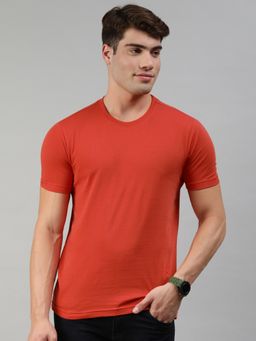 Huetrap - Mens Orange Premium Round Neck Short Sleeve T-shirt