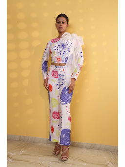 GAGAN VOHRA - Organ Ruffel Co-Ord Set - White