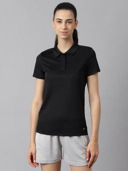 Alcis - Women Black Anti Static Soft Touch Slim Fit Training Polo T-Shirt