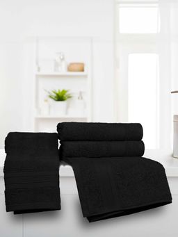 MYTRIDENT - Black Soft Comfort Air Rich Hand Towels (Pack Of 4)