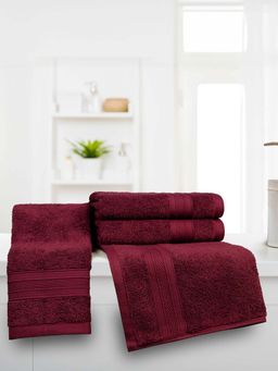 MYTRIDENT - Wine Soft Comfort Air Rich Hand Towels (Pack Of 4)