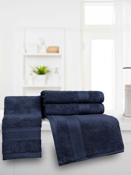 MYTRIDENT - Navy Blue Soft Comfort Air Rich Hand Towels (Pack Of 4)