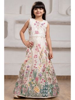 Lagorii - Floral Embroidered White Gown