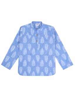 Superminis - Boys Cotton Regular Fit Printed Blue Kurta