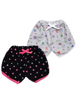 Superminis - Girls Hosiery Regular Printed Multi-Color Shorts (Pack of 2)