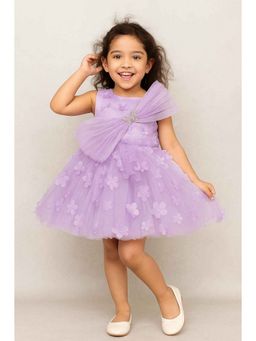 Lagorii - 3D Floral Embellishments Party Wear Lavender Frock