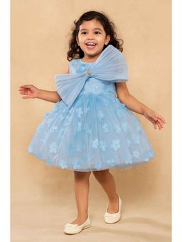 Lagorii - 3D Floral Embellishments Party Wear Blue Frock