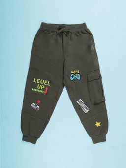 KiddoPanti - Boys Fleece Cut and Sew Cargo Grey Joggers