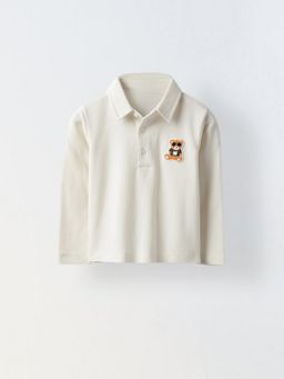 Spunkies - Boys Cotton Full Sleeve Off White T-Shirt