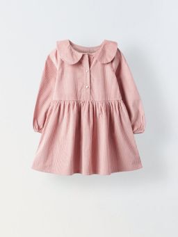 Spunkies - Girls Cotton Full Sleeve Peach Dress
