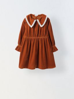 Spunkies - Girls Cotton Full Sleeve Navy Brown Dress