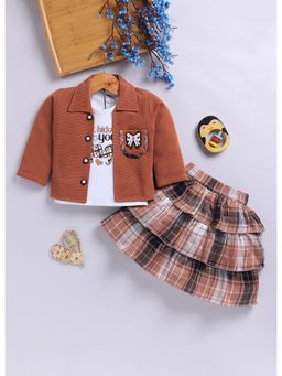 Toonyport - Girls Cotton Printed Rust Skirt with Top