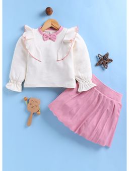 Toonyport - Girls Cotton Printed Pink Skirt and Top