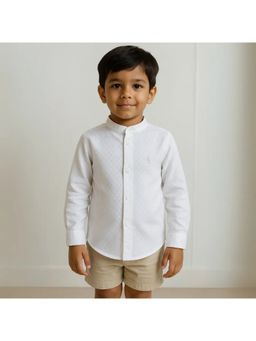 ZACH & KIKI - Textured Full Sleeve White Shirt