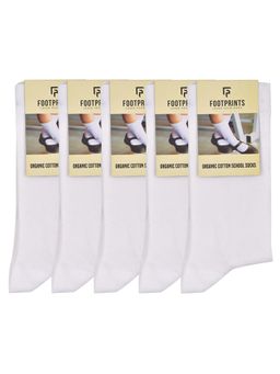 Footprints - Cotton Kids School Socks - White (Pack of 5)