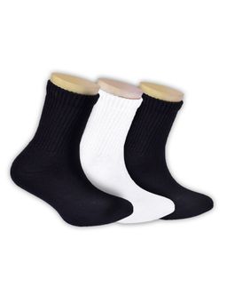 Footprints - Cotton Kids School Sports Socks Black & White (Pack of 3)