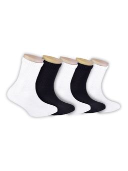 Footprints - Cotton Kids School Sports Socks Black & White (Pack of 5)