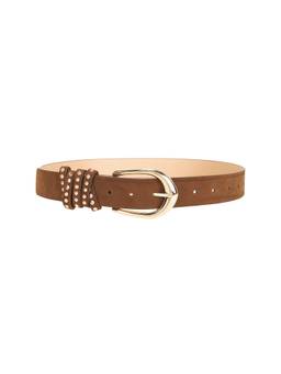 8 Other Reasons - Suede Stud Detail Women's Adjustable Slim Belt Brown