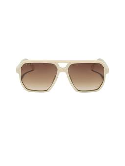 DIFF EYEWEAR - Women's Polarized Acetate Square Sunglasses Ivory Brown Gradient