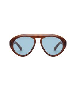 Elisa Johnson - Women's Acetate Pilot Sunglasses Light Brown Tortoise