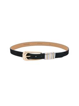 Ettika - Metal Core Women's Genuine Suede Prong Buckle Belt Black