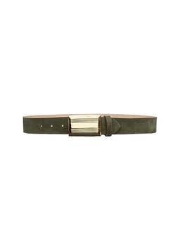 L'AGENCE - Grooved Rectangular Women's Adjustable Suede Belt Olive