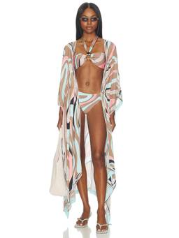 L'AGENCE - Kara Women's Lightweight Viscose Kimono Shawl Multi-Color