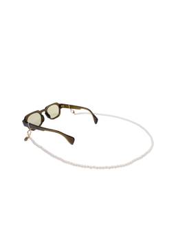 La Coque Francaise - Women's Iridescent Beaded Eyeglass Chain Pearl White