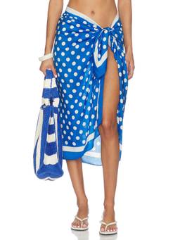Solid & Striped - Long Pareo Women Lightweight Voile Sarong Scarf Blue