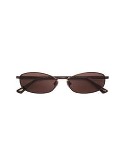 SHEVOKE - Women's Metal Full Rim Oval Sunglasses Dark Brown