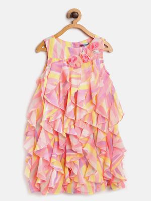 Nautinati Girls Multicolor Printed Sleeveless Cotton Dungaree main image 1