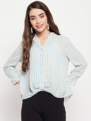 Buy Madame Women Blue Linning Shirt (S) Online