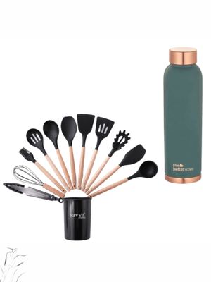 Buy The Better Home Set of 2-Copper Oreo 950ml Bottle Teal and 12 Piece ...