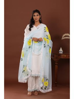 Jiraazi - Daisy Blossom Muslin Blue Kurta With Pant And Dupatta