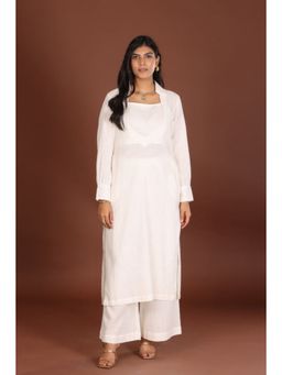 Jiraazi - Cotton 3 Piece Crop Top With Kurta And Palazzo