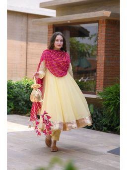 Ensembles - Leheriya Luxe Anarkali Suit with Pant Dupatta