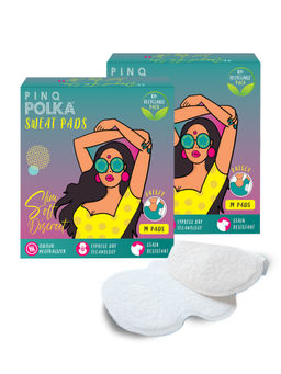 Pinq Polka - Premium Cotton Feel Ultra Disposable Underarm Sweat Pads, Combo of 2