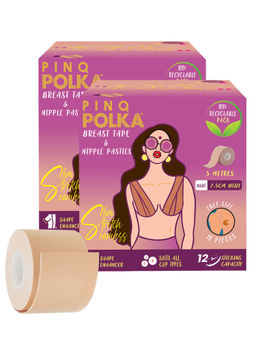 Pinq Polka - Premium Boob Lift Tape for Breast Push Up-Lift, 5 M Long - Combo of 2