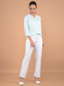 CRIMSOUNE CLUB - Women Green Floral Print Mandarin Neck Top