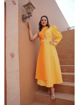 ELAYEE - Yellow Lemon Dual Colo Block Maxi Dress