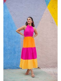 ELAYEE - Fiesta Multi-Colour Colo Block Maxi Dress