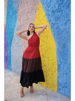 ELAYEE - Rustic Desert Multi-Colour Colo Block Maxi Dress