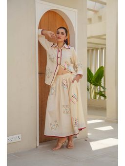 ELAYEE - Amara Fusion Cream Embroidered Skirt with Shirt